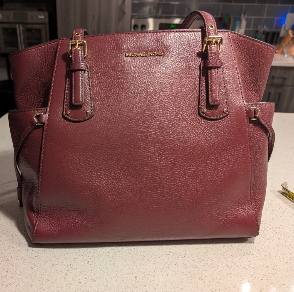 Michael Kors Burgundy Leather Tote Bag